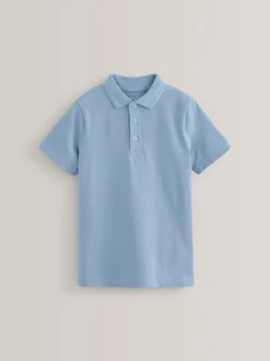Bleu - Lot de 5 polos en coton à manches courtes pour l'école (3-16ans)