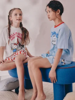 Bleu - Lot de 2 pyjamas courts Hello Kitty (3-14ans)