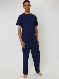Bleu - Loungeable Ensemble Pjyamas gaufré à manches courtes et pantalon