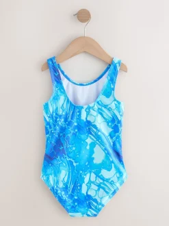 Bleu - Maillot de bain à col dégagé (3-16ans)