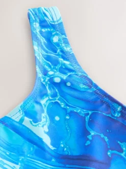 Bleu - Maillot de bain à col dégagé (3-16ans)