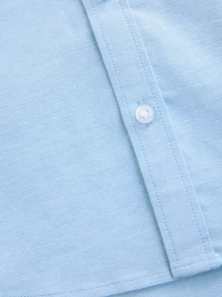 Bleu - Manches courtes Coton riche Oxford Chemise (3-16ans)