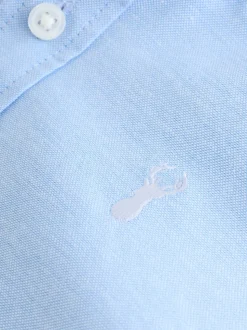 Bleu - Manches courtes Coton riche Oxford Chemise (3-16ans)