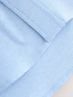 Bleu - Manches courtes Coton riche Oxford Chemise (3-16ans)