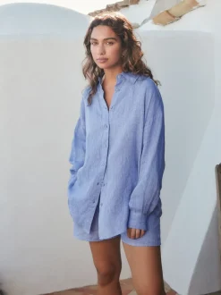 Bleu - N. Premium Shorts en 100% lin