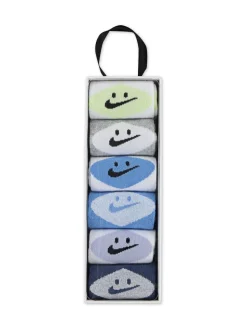 Bleu - Nike Lot de 6 paires de chaussettes à talons smiley