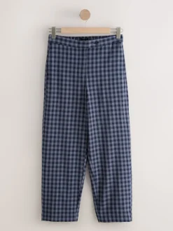 Bleu - Pantalon coupe ballon vichy