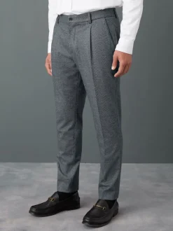 Bleu - Pantalons Coupe ajustée texturés à dos élastique extensible