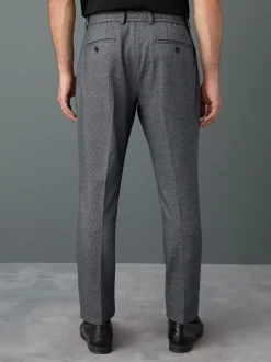 Bleu - Pantalons Coupe ajustée texturés à dos élastique extensible