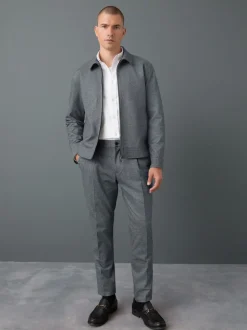 Bleu - Pantalons Coupe ajustée texturés à dos élastique extensible