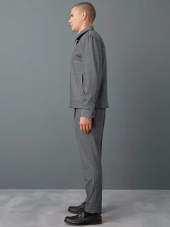 Bleu - Pantalons Coupe ajustée texturés à dos élastique extensible