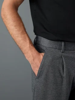 Bleu - Pantalons Coupe ajustée texturés à dos élastique extensible