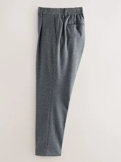 Bleu - Pantalons Coupe ajustée texturés à dos élastique extensible