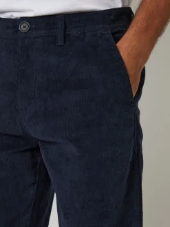 Bleu - Pantalons Threadbare coupe droite en velours côtelé extensible