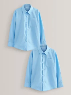 Bleu - Paquet de 2 chemises d'école à manches longues (3-17ans)