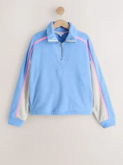 Bleu - Polaire à demi-zippée avec panneaux color block