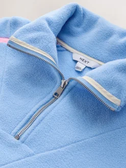 Bleu - Polaire à demi-zippée avec panneaux color block