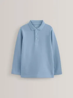 Bleu - Polo à manches longues pour l'école, lot de 2 (3-16ans)