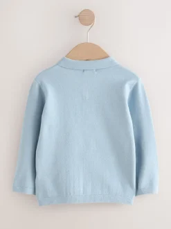 Bleu - Polo en maille torsadée (3mois à7ans)