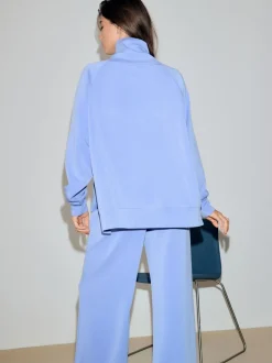 Bleu - Pull Active Modal super doux à col bénitier