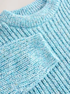 Bleu - Pull col rond en maille (3mois-7ans)