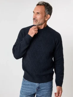 Bleu - Pull col rond Saltwell en maille texturée