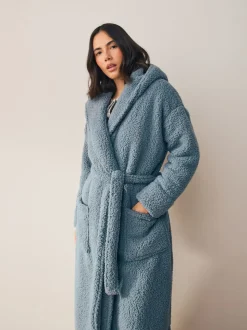 Bleu - Robe de chambre en peluche
