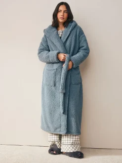 Bleu - Robe de chambre en peluche