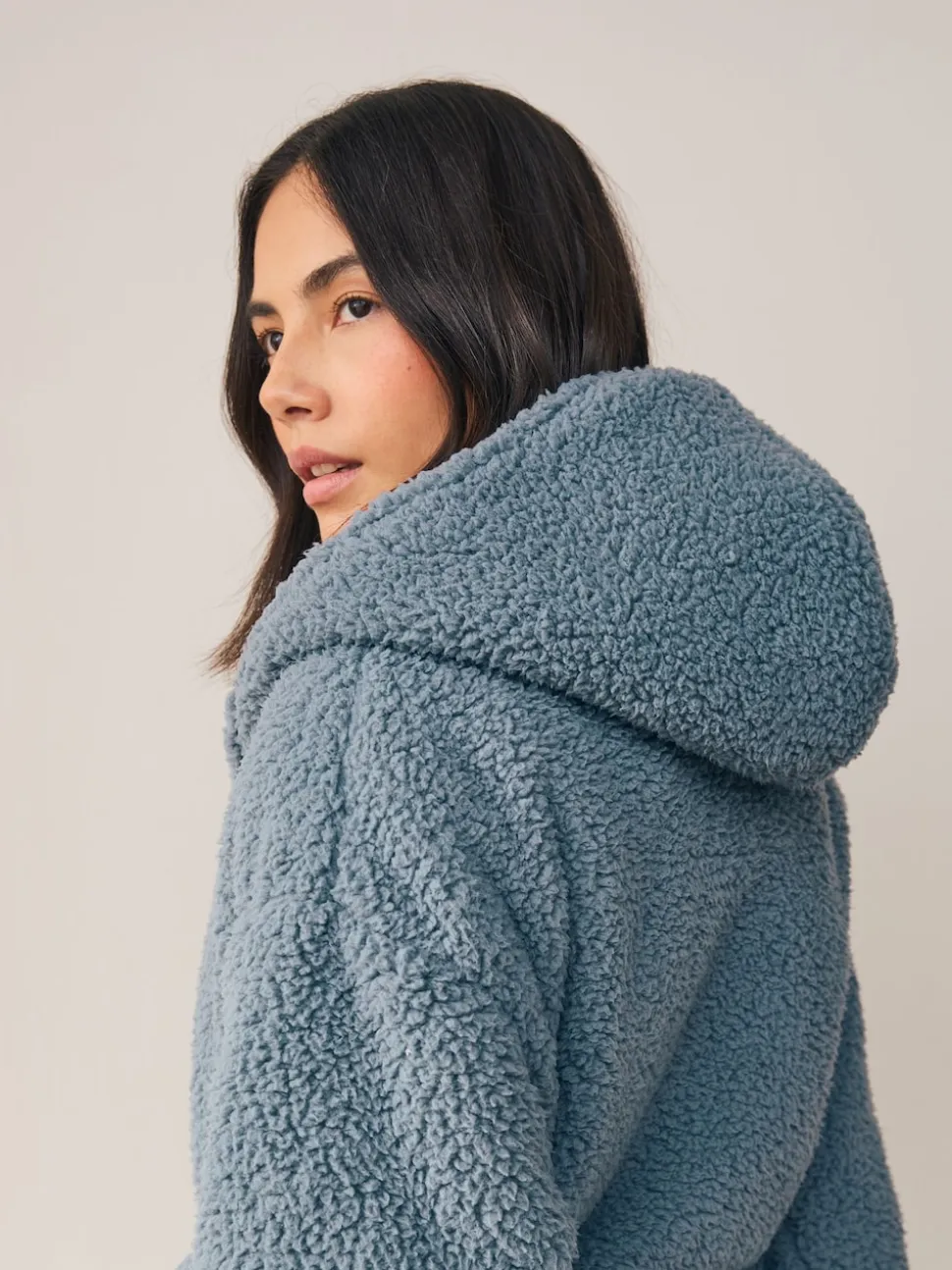 Bleu - Robe de chambre en peluche