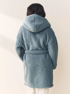 Bleu - Robe de chambre en peluche