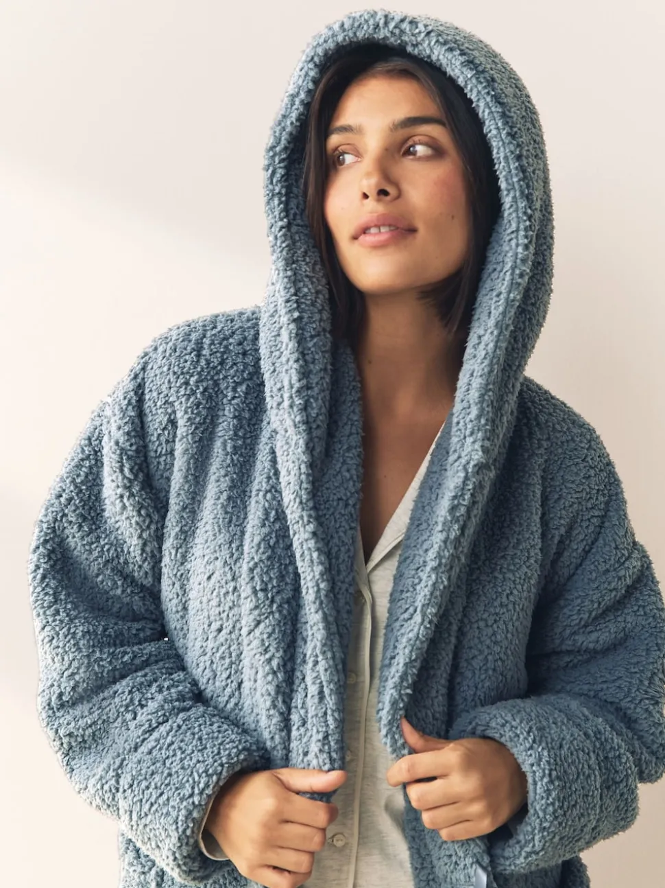 Bleu - Robe de chambre en peluche
