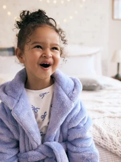 Bleu - Robe de chambre en polaire douce au toucher (9 mois-16 ans)