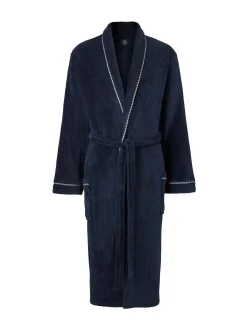 Bleu - Robe de chambre Savile Row Company légère en polaire douce à bords de corde