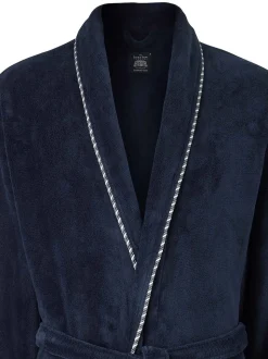 Bleu - Robe de chambre Savile Row Company légère en polaire douce à bords de corde
