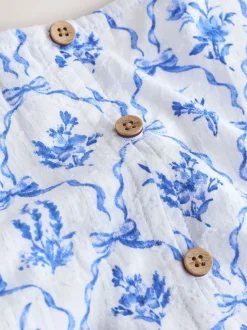 Bleu - Robe Fleuri manches ange (3-16ans)