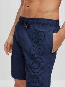 Bleu - Short de bain BOSS Whale doublé avec logo