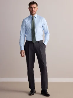 Bleu - Slim Fit (Slim Fit) - Signature 100% coton avec chemise élégante texturée