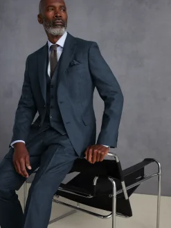 Bleu - Slim Fit (Slim Fit) - Veste de costume en flanelle de laine et cachemire mélangées Signature Zignone