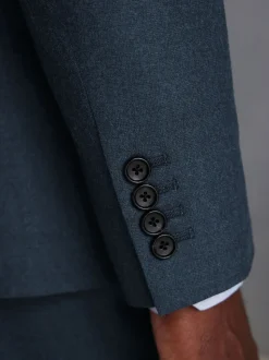 Bleu - Slim Fit (Slim Fit) - Veste de costume en flanelle de laine et cachemire mélangées Signature Zignone