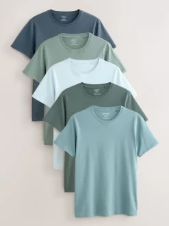 Bleu - Slim Fit (Slim Fit) - T-shirts de superposition en coton 100 %, lot de 5