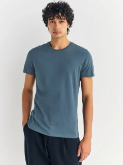 Bleu - Slim Fit (Slim Fit) - T-shirts de superposition en coton 100 %, lot de 5