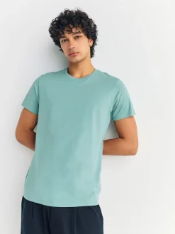 Bleu - Slim Fit (Slim Fit) - T-shirts de superposition en coton 100 %, lot de 5