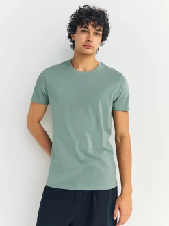 Bleu - Slim Fit (Slim Fit) - T-shirts de superposition en coton 100 %, lot de 5