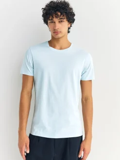 Bleu - Slim Fit (Slim Fit) - T-shirts de superposition en coton 100 %, lot de 5