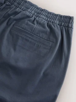 Bleu - Slim Fit (Slim Fit) - Pantalons Chinos extensibles plissés avec taille élastique