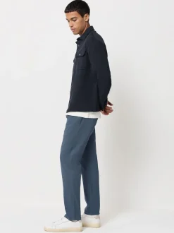Bleu - Slim Fit (Slim Fit) - Pantalons Chinos extensibles plissés avec taille élastique