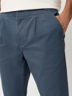 Bleu - Slim Fit (Slim Fit) - Pantalons Chinos extensibles plissés avec taille élastique