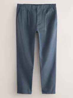 Bleu - Slim Fit (Slim Fit) - Pantalons Chinos extensibles plissés avec taille élastique