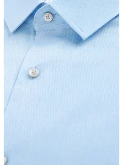 Bleu - Slim Fit (Slim Fit) - Chemise élégante texturée facile d’entretien à poignets simples