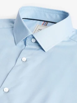 Bleu - Slim Fit (Slim Fit) - Chemise élégante texturée facile d’entretien à poignets simples